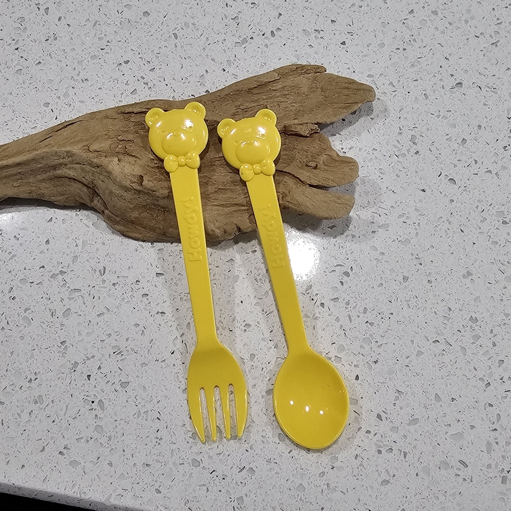 Sanrio 1977 Authentic Japan Import Fork & Spoon "Fuzzy Friends"  Howdy!